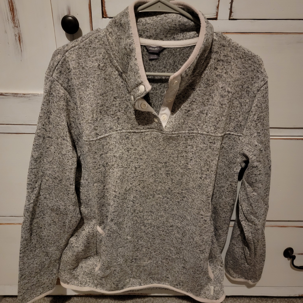 Eddie Bauer Heathered Gray Pullover Sweater